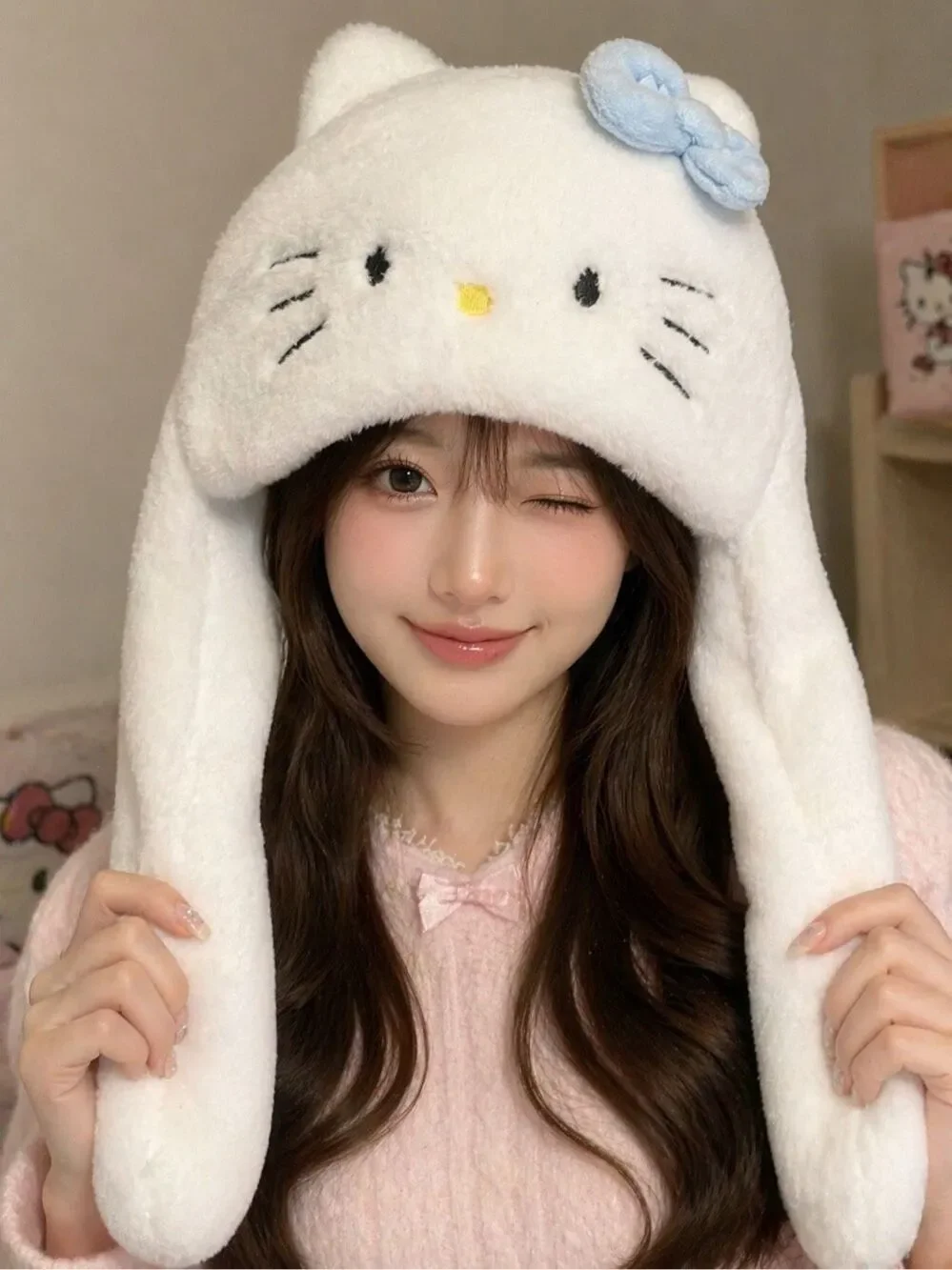Forever 21 Embroidery Hello Kitty Plush Beanie, Brand New